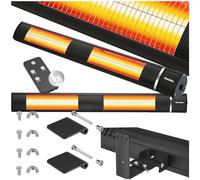 tectake® Calentador Infrarrojo Inclinable para Interiores y Exteriores, 3 Niveles de Potencia, Control Remoto, Aluminio Inoxidable, Calefactor Pared, Calefactor Bajo Consumo, Sin Pérdida de Energía