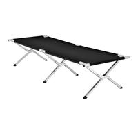 TecTake® Cama Plegable con Estructura de Aluminio, Ideal para Acampada y Playa, Tumbona Plegable con Colchoneta, Ligera y Estable, Incluye Bolsa de Transporte, Accesorios Camping - Set de 1 Negro