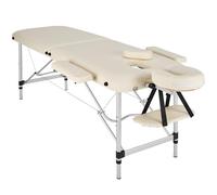TecTake® Camilla Masaje Plegable, Camilla Profesional Fisioterapia, Quiromasaje, Tatuajes, Reiki, Camilla Estética Profesional de Aluminio, Ajustable en Altura, 2 Zonas, con Bolsa Transporte - Beige