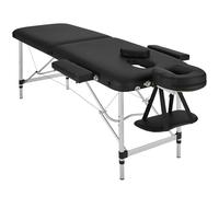 TecTake® Camilla Masaje Plegable, Camilla Profesional Fisioterapia, Quiromasaje, Tatuajes, Reiki, Camilla Estética Profesional de Aluminio, Ajustable en Altura, 2 Zonas, con Bolsa Transporte - Negro