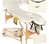 TecTake® Camilla Masaje Plegable de Aluminio, Camilla Profesional para Fisioterapia, Quiromasaje, Tatoos, Reiki, Altura Ajustable, 3 Zonas, con Bolsa Transporte - Beige