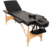 TecTake® Camilla Masaje Plegable de Aluminio, Camilla Profesional para Fisioterapia, Quiromasaje, Tatoos, Reiki, Altura Ajustable, 3 Zonas, con Bolsa Transporte - Negro