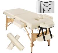 TecTake® Camilla Masaje Plegable de Madera, Camilla Profesional Bizona para Fisioterapia, Quiromasaje, Tatoos, Reiki, Camilla Estética Profesional Ajustable, con Bolsa Transporte y Cojines - Beige
