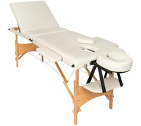 TecTake® Camilla Masaje Plegable de Madera, Camilla Profesional Fisioterapia, Quiromasaje, Tatoos, Reiki, Altura Ajustable, 3 Zonas, Bolsa Transporte y Cojines - Beige