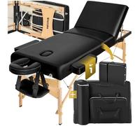 TecTake® Camilla Masaje Plegable de Madera, Camilla Profesional para Fisioterapia, Quiromasaje, Tatoos, Reiki, con Bolsa Transporte, 218x102x65-90 cm - Negro