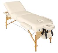 TecTake® Camilla Masaje Plegable de Madera, Camilla Profesional para Fisioterapia, Quiromasaje, Tatuaje, Reiki, 3 Zonas, con Bolsa Transporte y Cojines - Beige
