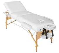 TecTake® Camilla Masaje Plegable de Madera, Camilla Profesional para Fisioterapia, Quiromasaje, Tatuaje, Reiki, 3 Zonas, con Bolsa Transporte y Cojines - Blanco