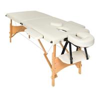 TecTake® Camilla Masaje Plegable de Madera, Camilla Profesional para Fisioterapia, Quiromasaje, Tatuaje, Reiki, Camilla Estética Profesional Ajustable, 2 Zonas, con Bolsa Transporte y Cojines - Beige