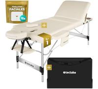 TecTake® Camilla Masaje Plegable y Ajustable en Altura, Camilla Fisioterapia, Estructura Ligera de Aluminio, Camilla Estetica Profesional, Acolchado Resistente al Agua y Aceite - Ancho 70 cm Beige