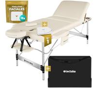 TecTake® Camilla Masaje Plegable y Ajustable en Altura, Camilla Fisioterapia, Estructura Ligera de Aluminio, Camilla Estetica Profesional, Acolchado Resistente al Agua y Aceite - Ancho 78 cm Beige