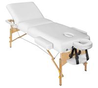 TecTake Camilla Masaje Plegablle para Fisioterapia Tatuajes Quiromasaje, Camilla Portátil Ajustable para Estética Belleza, Carga 250kg y Acolchado de 7,5cm, con Accesorios - Blanco