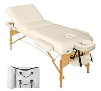 tectake Camilla Masaje Plegable, Camilla Profesional para Fisioterapia Tatuajes Quiromasaje, Camilla Portátil Ajustable para Estética Belleza, Carga 250kg y Acolchado de 7,5cm, con Accesorios - beige