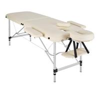 TecTake Camilla para masajes 2 Zonas con Cojines Rollo, Cama Plegable para Tatuajes con Accesorios (Beige)