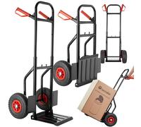 tectake® Carretilla de Mano Plegable, Estructura Robusta y Compacta, Extensible, Pala Plegable, Mangos de Seguridad, Fácil de Montar, Carro Plegable, Carretillas de Carga - Negro