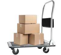 tectake® Carretilla Plegable con Mango Abatible y Asa Plegable 150 Kilos de Carga, Compartimento de Almacenamiento y Frenos, Carro de Transporte, Plataforma Ruedas - 73 x 47 x 83 cm