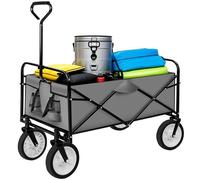tectake® Carretilla Plegable con Ruedas, Carrito de Playa, Carretilla de Mano Robusta con Lona Extraíble, Ruedas 360°, Carro Jardin hasta 80 kg de Carga, Carro Herramientas Plegable - Gris