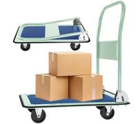 tectake® Carretilla Plegable de Mano 150 Kilos de Carga, Carro Transporte Plegable con 2 Ruedas Fijas y 2 Giratorias, Carrito Transporte con Soporte con Ruedas - 73 x 47 x 83 cm