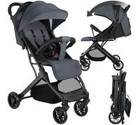 TecTake® Carrito de Bebé, Silla de Paseo Plegable, Cochecito Bebés de 0-36 Meses, Arnés de 5 Puntos, Respaldo y Reposapiés Ajustables, Carro de Bebé Compacto, Carrito de Paseo Bebés - Antracita