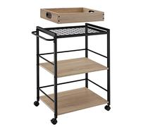 TecTake® Carrito de Cocina con 3 Estantes, Almacenaje y Organizador para Baño, Hogar y Cocina, Ruedas Giratorias con Freno - 65 x 41,5 x 87 cm Madera Industrial Clara, Roble Sonoma