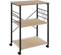 Tectake Carrito para cocina 3 estantes y ruedas 65,5x45,5x88,5cm madera clara