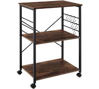 Tectake Carrito para cocina 3 estantes y ruedas 65,5x45,5x88,5cm madera oscura