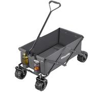 TecTake® Carrito Plegable, Carro Transporte Playa y Jardín, Estructura de Acero, Ruedas Anchas 360° Giratorias, Carretilla de Mano, Plataforma con Ruedas, Carro Jardín Robusto con Bolsillos - Gris