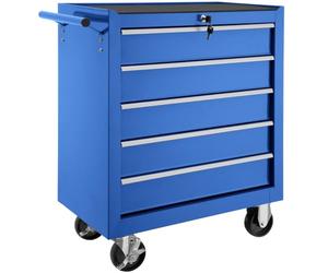 TecTake® Carro de Herramientas con 5 Cajones, con Cerradura, Ruedas Estables, Frenos de Bloqueo, Carrito Organizador Herramientas, Estantería Metálica Antideslizante, Carro Taller Completo - Azul