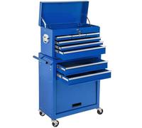 TecTake® Carro Herramientas, Cajón Extraíble, Cerradura, 10 Compartimentos, Frenos, Alfombrillas Antideslizantes, Robusto, Carro Taller Completo, Carrito Auxiliar, Organizador Herramientas - Azul