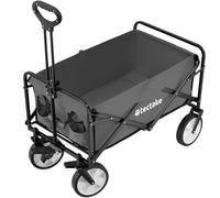 tectake® Carro Plegable para Jardín, Carro Transporte en Acero, Carrito Playa con Asa Telescópica, Carretilla Jardín con Lona Extraíble, Carro Camping Multiuso con Bolsa Transporte, Carga 80 kg, Gris