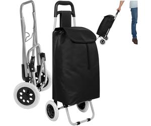 tectake® Carro Supermercado Funcional, Carrito Compra Versátil, Carrito Plegable Práctico, Carros de Compra Modernos, Solución Cómoda para Supermercado Diario - Negro