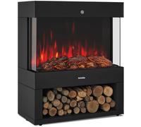 tectake® Chimenea Electrica Decorativa de Pie 2 Niveles de Potencia 900W/1800W, Llama en 3D Realista con Imitación de Madera, Chimenea Eléctrica con Termostato Ajustable - 33 x 60 x 73,5 cm