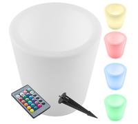 TecTake® Cilindro con Luces Led Exterior Jardin con 16 Colores RGB, Mando a Distancia, Estaca para Tierra, Maceteros Grandes Exterior, Decoracion Terraza - 38 x 38 x 40 cm