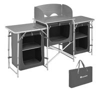 Tectake - Cocina de camping 172 x 52 x 104 cm | Ideal para Camping | Amplio espacio para almacenar utensilios | Mesa central resistente al calor con protectores laterales para el viento | Indicada