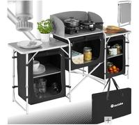 TecTake® Cocina de Camping Plegable, Ligera, con Bolsa de Transporte, Accesorios de Cocina, Mesa Plegable Camping, Armario Cocina Camping, Mueble Cocina Camping, Mesa de Camping - Negro
