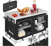 TecTake® Cocina de Camping Plegable y Ligera - Mesa y Armario Portátil Con Bolsa de Transporte y Accesorios - Negro