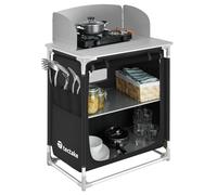 TecTake® Cocina Plegable Ligera con Bolsa de Transporte, Mesa y Armario de Cocina Camping - Negro