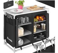 TecTake® Cocina Plegable Ligera con Bolsa de Transporte, Mesa y Armario de Cocina - Negro