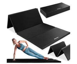 tectake® Colchoneta Gimnasia Plegable con Superficie Antideslizante, Esterilla Yoga y Yoga Mat con gran Capacidad de Carga, Esterilla Fitness, Gym en Casa - 240 x 120 x 5 cm Negro