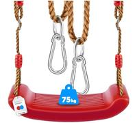 Tectake Columpio de jardín para zona de juegos al aire libre Nuestro interior para niños y adultos con cuerda oscilante y mosquetones y superficie antideslizante, Max. 75 kg