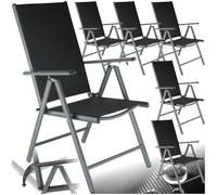Tectake 6 sillas de jardín de aluminio - negro/antracita
