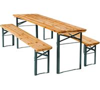 Tectake Conjunto de bancos y mesa, 3 piezas y plegable, 8 personas, marrón