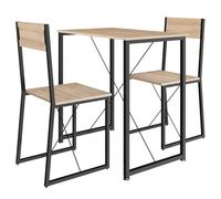 TecTake Conjunto de Comedor, Juego de Dos sillas y Mesa para el salón, Conjunto de Asientos para la Cocina, Set de Muebles de Interior (Madera Industrial Clara)