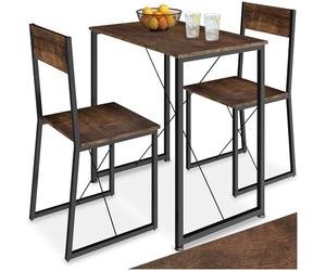 tectake® Conjunto de Comedor, Juego de Dos sillas y Mesa para el salón, Conjunto de Asientos para la Cocina, Set de Muebles de Interior (Madera Industrial Oscura, rústica)