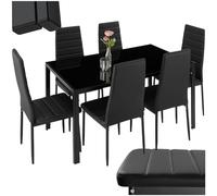 TecTake® Conjunto de Mesa y 6 Sillas de Comedor, Atractivo Diseño, Alto Confort, Tablero de Vidrio, Sillas Comedor Modernas, Sillas de Cocina, Muebles Salon Modernos - Negro/Negro