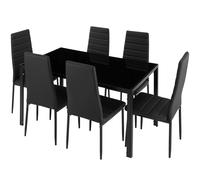 TecTake® Conjunto de Mesa y 6 Sillas de Comedor, Atractivo Diseño, Alto Confort, Tablero de Vidrio, Sillas Comedor Modernas, Sillas de Cocina, Muebles Salon Modernos - Blanco/Blanco