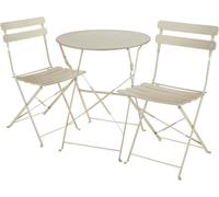 Tectake Conjunto de mesa y sillas para 2 personas plegable de acero capuchino