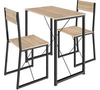 TecTake Conjunto de Comedor, Juego de Dos sillas y Mesa para el salón, Conjunto de Asientos para la Cocina, Set de Muebles de Interior (Madera Industrial Clara)