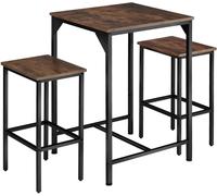 TecTake® Juego de Muebles de Bar, Conjunto de taburetes con Mesa para bistró, Set Minimalista de Comedor con Asientos Estilo Industrial (Madera Industrial Oscura, rústica)