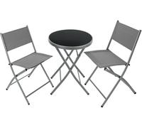 Tectake Conjunto de muebles para balcón, mesa y sillas, 3 piezas, gris