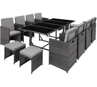 Tectake Conjunto de ratán 12 plazas polietileno acer gris claro